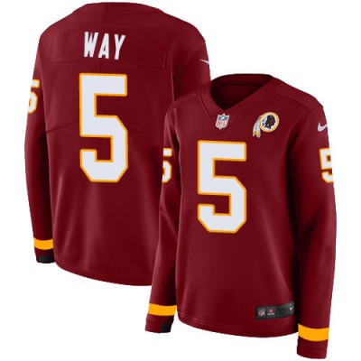 Nike Washington Commanders #5 Tress Way Burgundy Team Color Women's Stitched NFL Limited Therma Long Sleeve Jersey